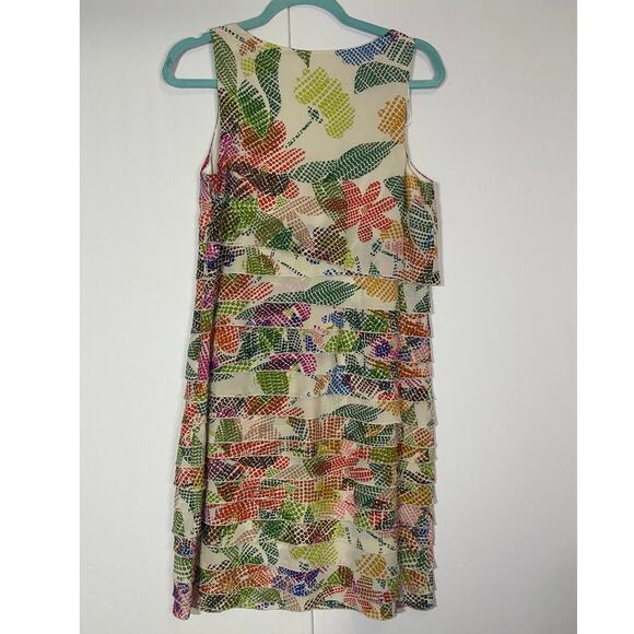 Suzi Chin for Maggy Boutique silk dress women’s 8 tiered multicolor knee length - Picture 3 of 7